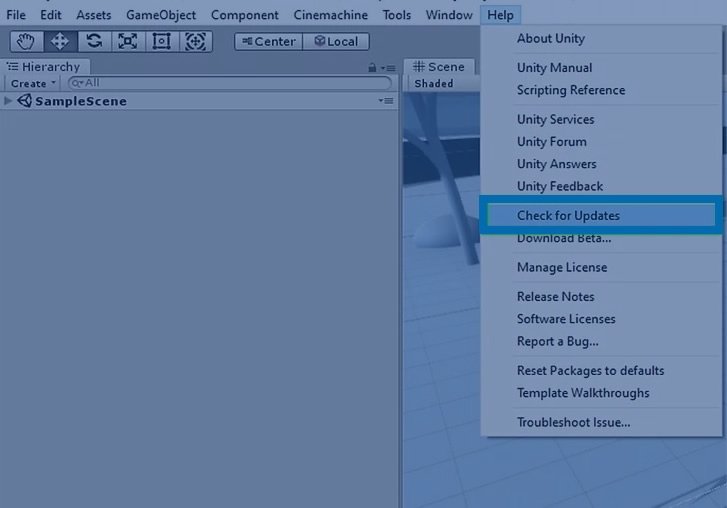 Mettre à jour le programme Unity 2