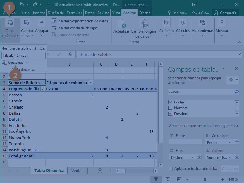 mise à jour de la croix dynamique excel 3