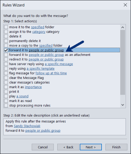 Configurer le transfert automatique dans Outlook sur votre bureau 4