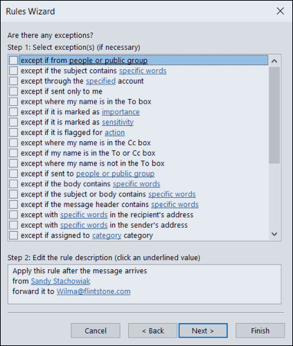 Configurer le transfert automatique dans Outlook sur votre bureau 7